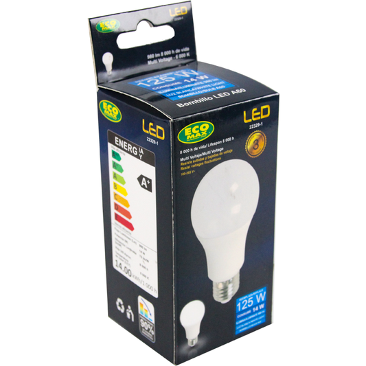BOMBILLO LED A60 E27 14W 100-265V 6000K