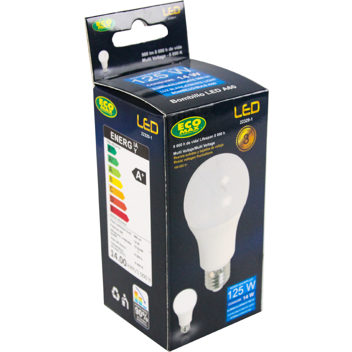 BOMBILLO LED A60 E27 14W 100-265V 6000K