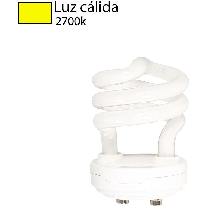 BOMBILLO CFL SEMI-ESPIRAL GU15 8W 2700K