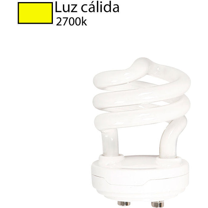 BOMBILLO CFL SEMI-ESPIRAL GU15 8W 2700K