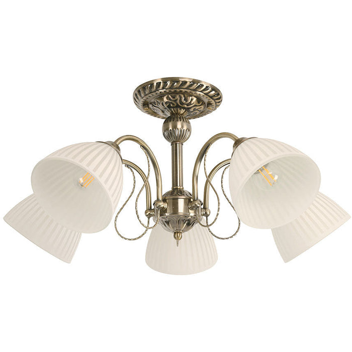 LAMP. TECHO BRONCE ANTIGUO 5L E27 40W