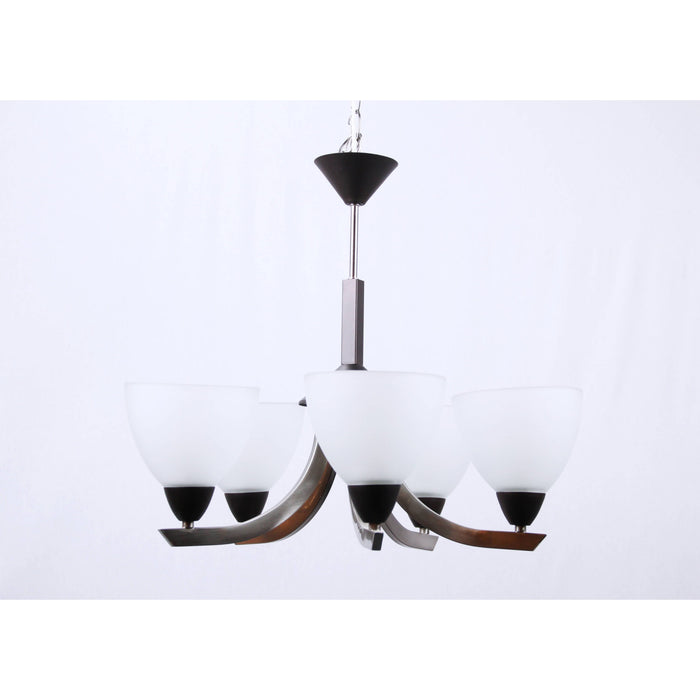 LAMP. COLGANTE NÍQUEL SATINADO 5L E27 60W
