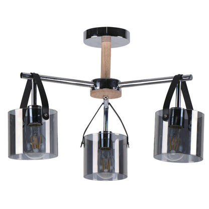 LAMP. TECHO CROMO 3L E27 40W