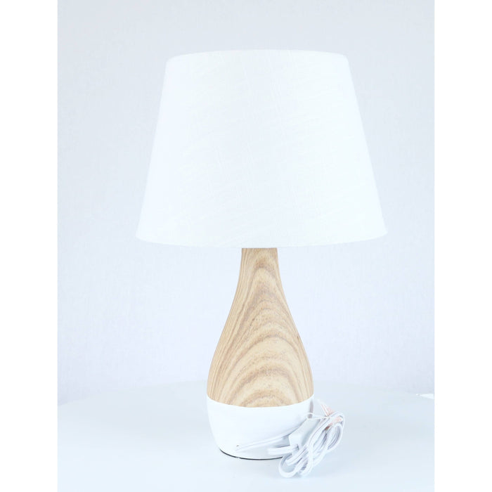 LAMP. MESA BLANCO Y MADERA 1L E27 60W