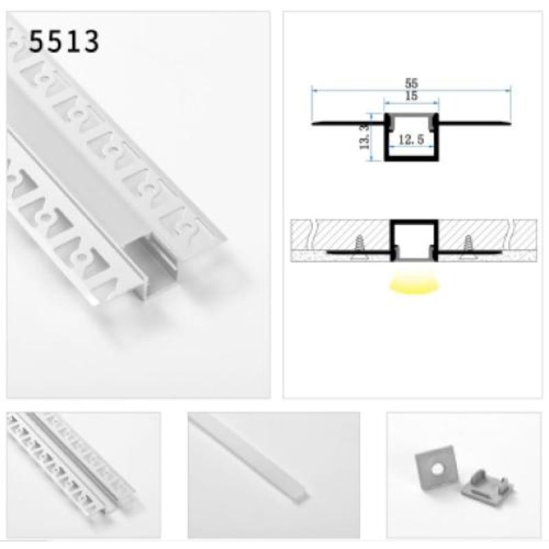 KIT PERFIL DE ALUMINIO BLANCO EMPOTRADO PARA GYPSUM