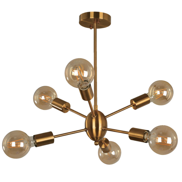 LAMP. TECHO BRONCE DORADO 6L E27 12W