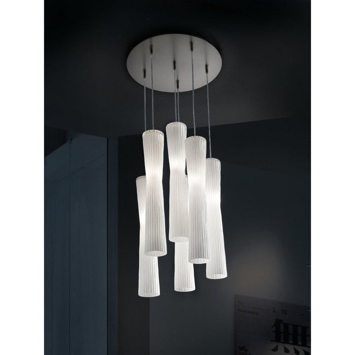LAMP. COLGANTE MINI FRIZE SO6 NIQUEL 6L G9 60W
