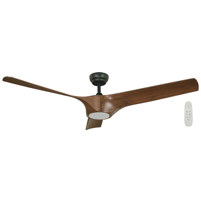 VENTILADOR LED EXT. TECHO 56" NEGRO Y MADERA 120V  3000/4000/6500K DC MOTOR CONTROL REMOTO