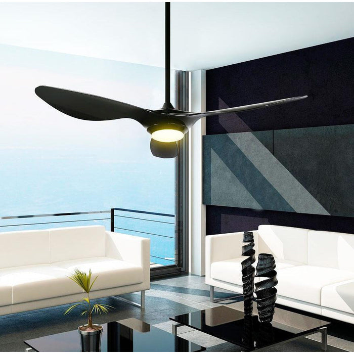 VENTILADOR LED DE TECHO 52" NEGRO 1L 12W 120V 3000K CON CONTROL REMOTO (DC MOTOR)
