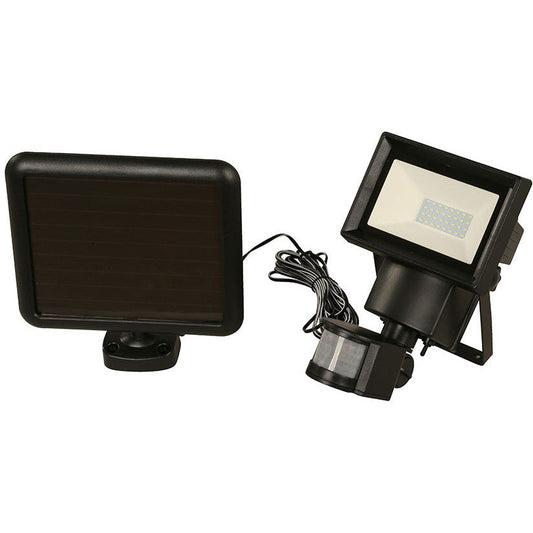 LAMP. LED EXT. SOLAR REFLECTORA NEGRO 1L 6.4W 3.7V LUZ BLANCA (SENSOR DE MOVIMIENTO Y LUZ)