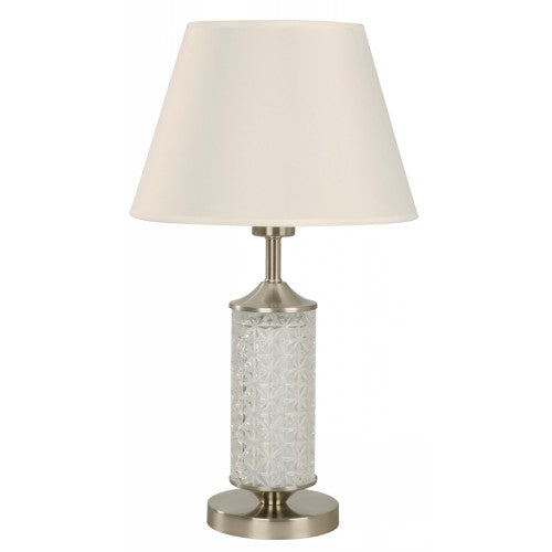 LAMP. MESA NÍQUEL SATINADO 1L E27 60W (CON LUZ LED INCLUIDA)