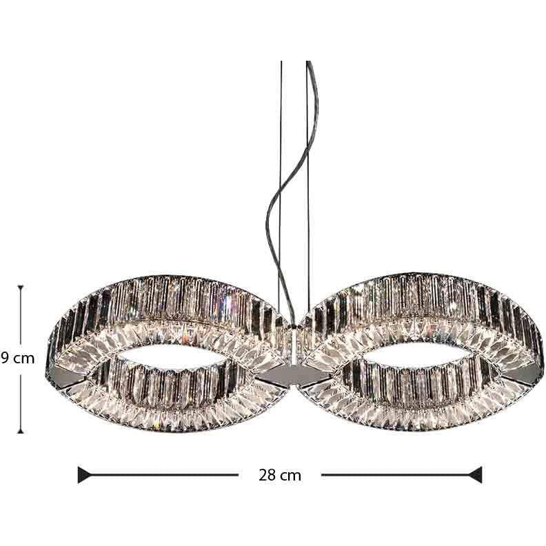 LAMP. COLGANTE CRISTAL EYRIS DUO PLATEADO 8L G9 25W