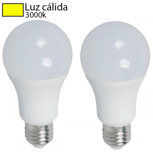 BOMBILLO LED A60 E27 9W 100-240V 3000K 2 PIEZAS