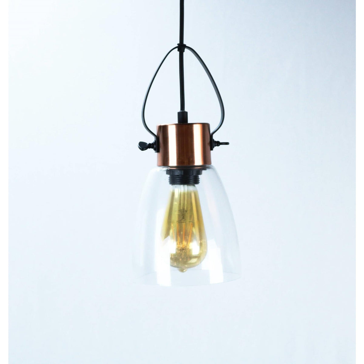 LAMP. COLGANTE NEGRO Y COBRE 1L E27 40W