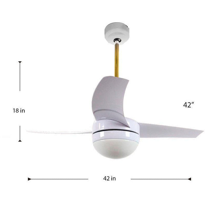 VENTILADOR DE TECHO 42" BLANCO 2L E27 40W CON CONTROL DE PARED