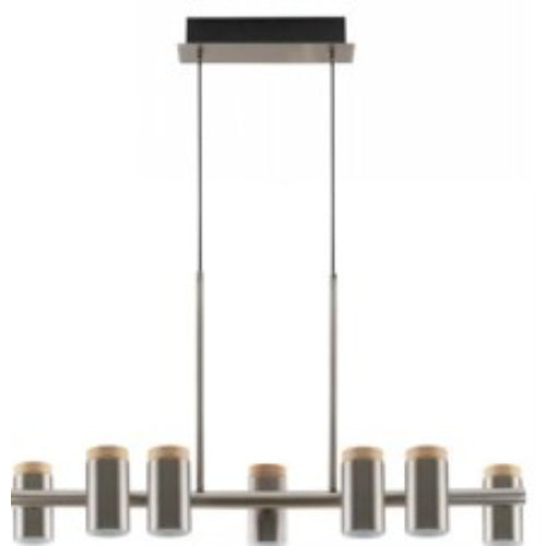 LAMP. COLGANTE ACAB. MADERA Y NIQUEL SATINADO 7L GU10 5W
