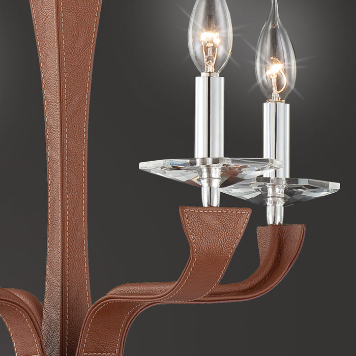 LAMP. CHANDELIER PELLA MARRÓN CROMADO 6L E12 60W