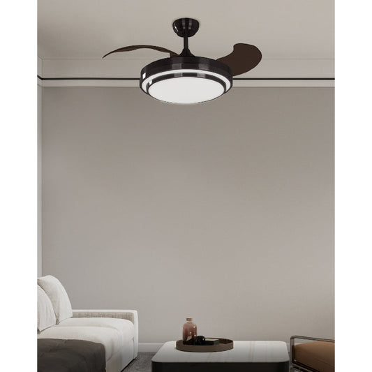 VENTILADOR LED DE TECHO 42" DC 36W CCT NEGRO ASPAS PLEGABLES