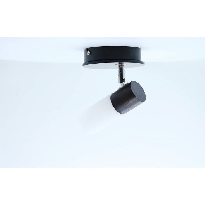 LAMP. TECHO REFLECTORA MADERA OSCURA Y CROMO 1L E14 5W