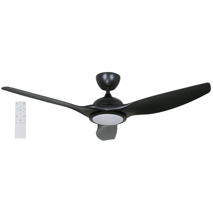 Ventilador de techo LED negro para exterior 52” DC 20W con control remoto y CCT ajustable (3000K / 4000K / 5000K)
