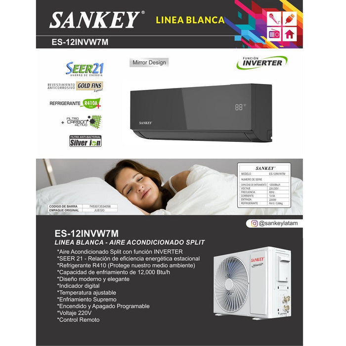 AIRE ACONDICIONADO SPLITINVERTER NEGRO ESPEJO 12000BTU/h