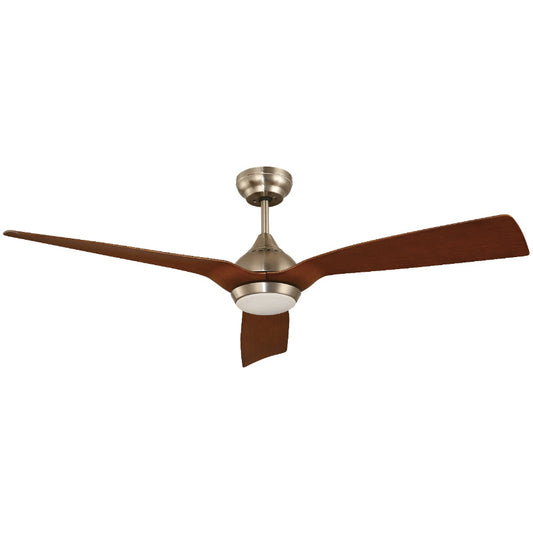 VENTILADOR LED DE TECHO 52" NÍQUEL SATINADO 20W 6000/4000/3000K CON CONTROL REMOTO (DC MOTOR)