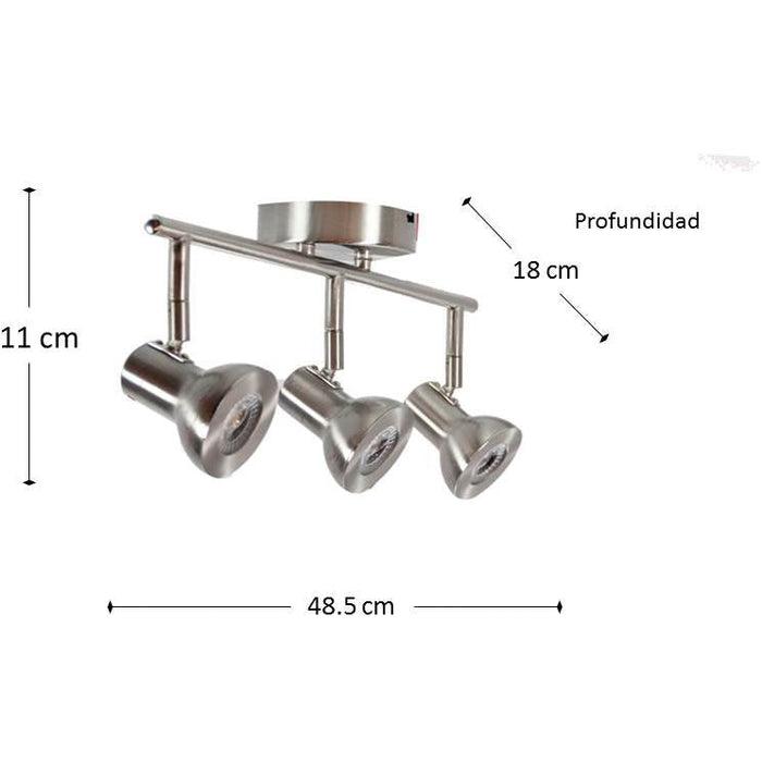 LAMP. LED TECHO REFLECTORA NÍQUEL SATINADO 3L 6W 85-265V 3000K
