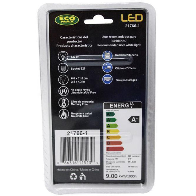 BOMBILLO LED A60 E27 9W 85-265V 6500K