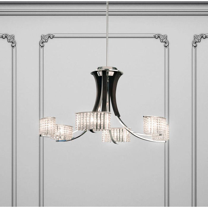 LAMP. COLGANTE VALCOUR PLATEADO 6L G9 40W