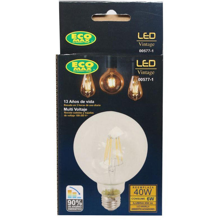 BOMBILLO LED FILAMENTO G95 E27 6W 100-265V 2700K