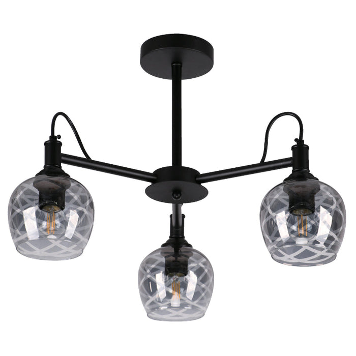 Lámpara Techo Negro 3L E27 40W