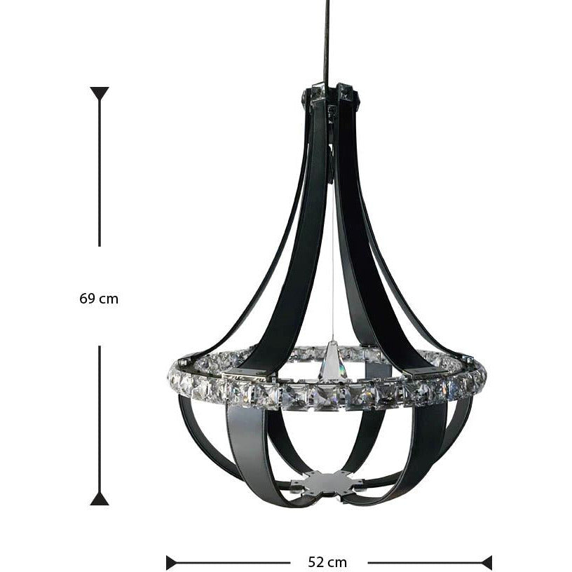 LAMP. LED COLGANTE CRISTAL EMPIRE NEGRO 12L 3.4