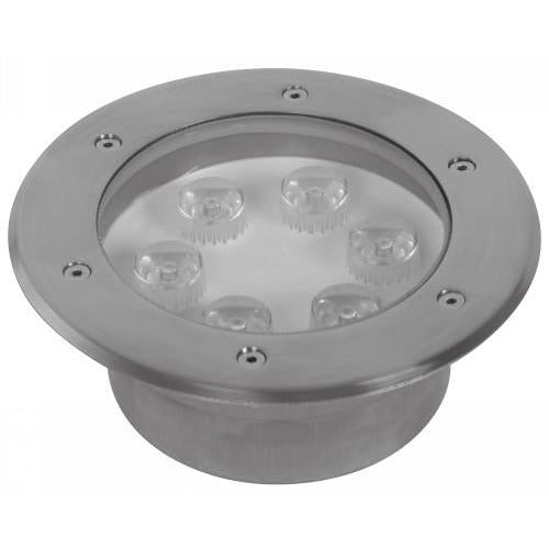 LAMP. LED EXT. PISO PLATEADO 1L 6W 12V RGB (SUMERGIBLE)