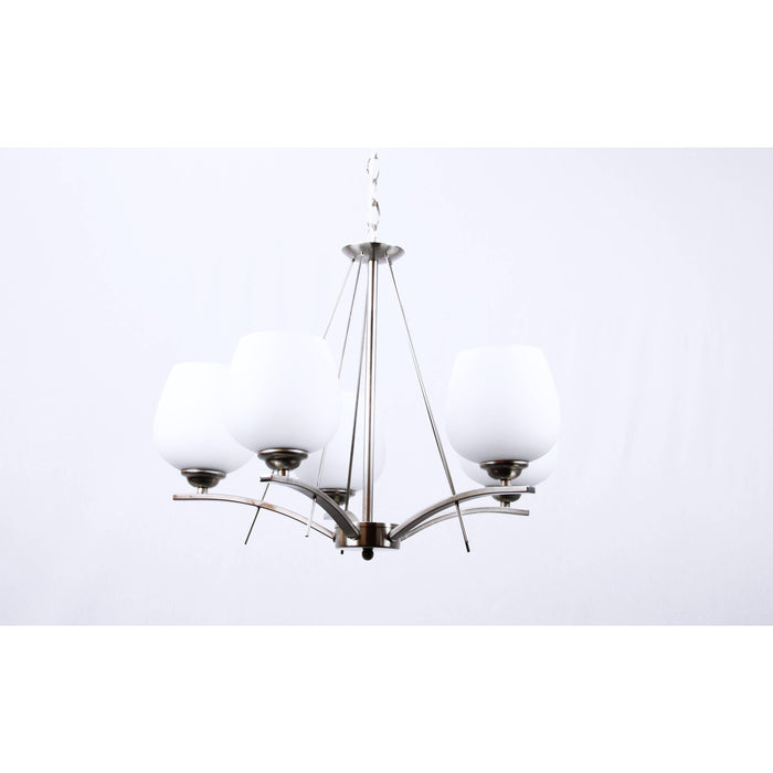 LAMP. COLGANTE NÍQUEL SATINADO 5L E27 60W