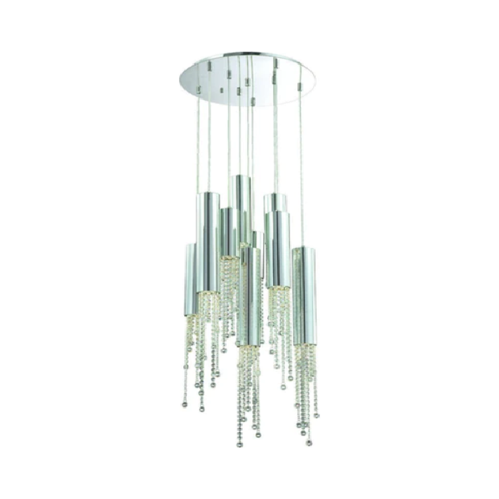 LAMP. COLGANTE CRISTAL CROMO 9L GU10 50W