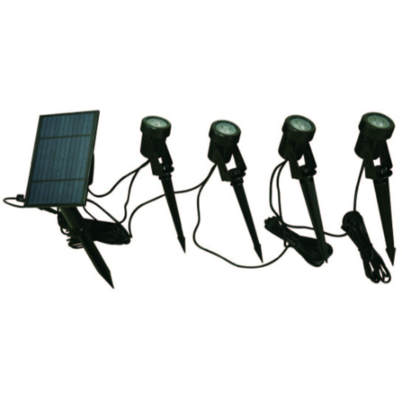 LAMP. EXT. LED ESTACA SOLAR NEGRO 4W 3.7V 3000K 4PIEZAS