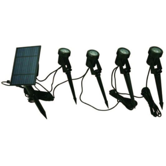 LAMP. EXT. LED ESTACA SOLAR NEGRO 4W 3.7V 3000K 4PIEZAS