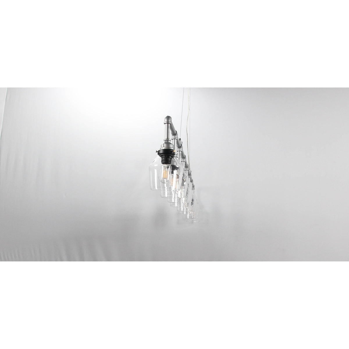 LAMP. COLGANTE NÍQUEL SATINADO 8L E27 40W