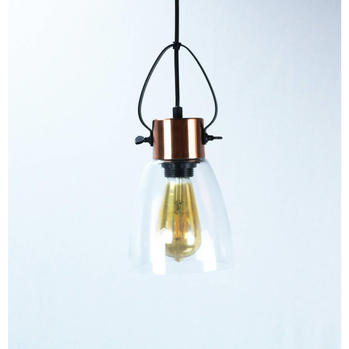LAMP. COLGANTE NEGRO Y COBRE 1L E27 40W