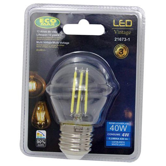 BOMBILLO LED FILAMENTO G45 E27 4W 85-265V 6000K