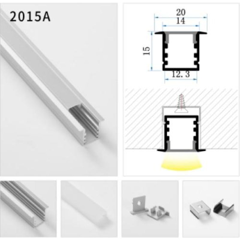 KIT DE PERFIL DE ALUMINIO BLANCO PARA EMPOTRAR