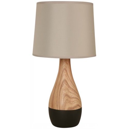 LAMP. MESA NEGRO Y MADERA 1L E27 60W
