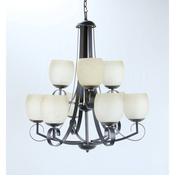 LAMP. COLGANTE CREMA CEPILLADO NEGRO 9L E27 60W