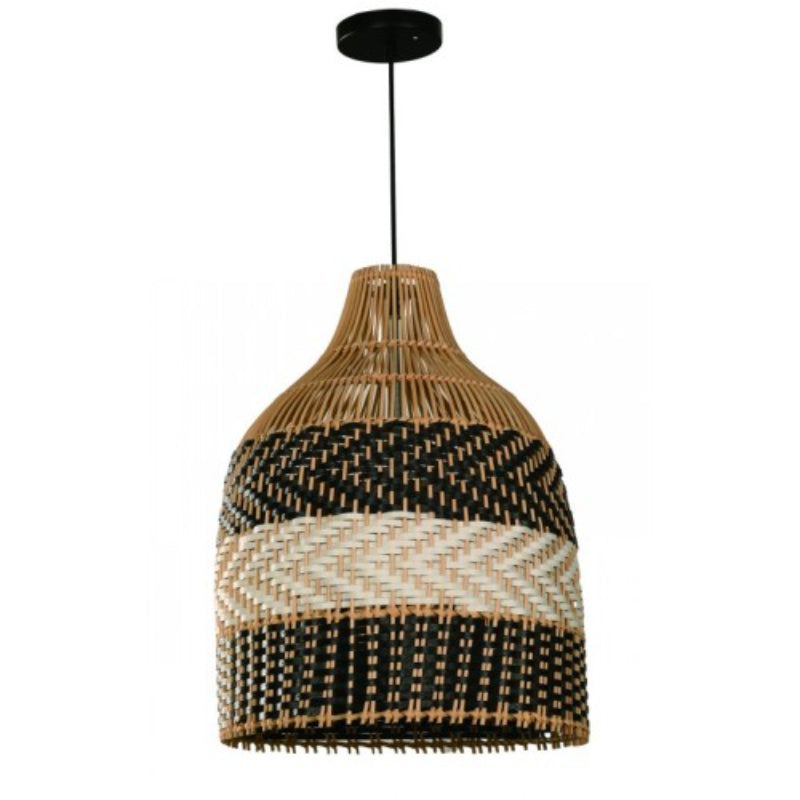 LAMP. COLGANTE NEGRO CREMA Y BLANCO 3L E27 40W