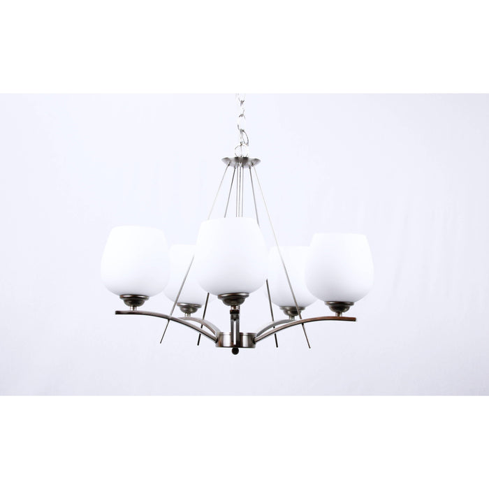 LAMP. COLGANTE NÍQUEL SATINADO 5L E27 60W