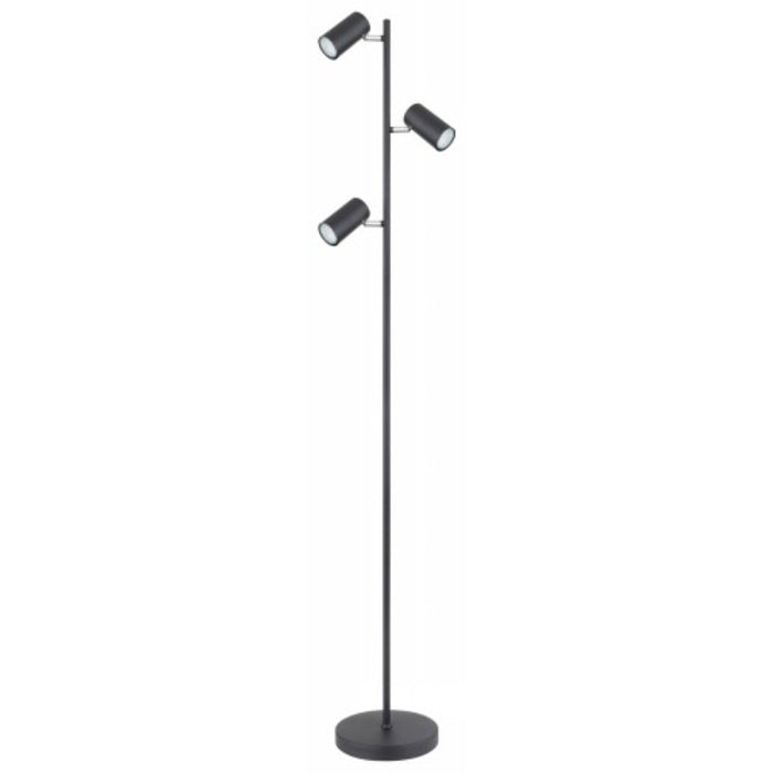 LAMP. DE PIE NEGRO Y CROMADO 3L GU10 7W