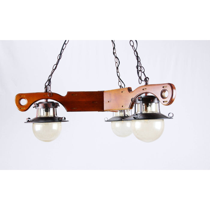 LAMP. COLGANTE MADERA 3L E27 60W
