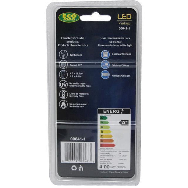 BOMBILLO LED FILAMENTO T45 E27 4W 100-265V 6500K