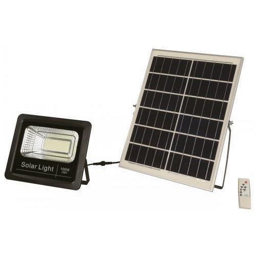 LAMP. LED EXT. SOLAR REFLECTORA NEGRO 1L 100W 3.2V 6500K (CON CONTROL REMOTO)