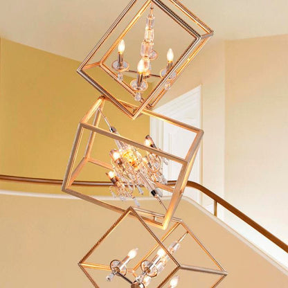 LAMP. COLGANTE HOUDINI PLATEADO 8L+4L E12+G9 50W